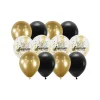 12 BALLONS LATEX BIO CONFETTIS ANNIVERSAIRE OR