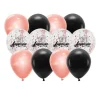 12 BALLONS LATEX BIO CONFETTIS ANNIVERSAIRE ROSE