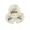 3 BALLONS LATEX BIO CONFETTIS ANNIVERSAIRE OR