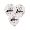 3 BALLONS LATEX BIO CONFETTIS ANNIVERSAIRE OR ROSE