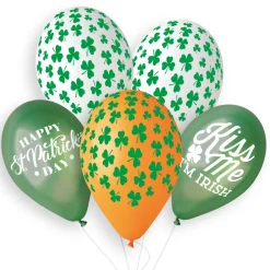 5 BALLONS LATEX BIO IMPRIMÉS SAINT PATRICK 33CM