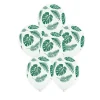 6 BALLONS LATEX BIO OVAL FEUILLES TROPICALES 30CM