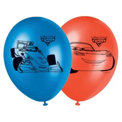 8 BALLONS LATEX CARS 3 28CM BLEU ROUGE