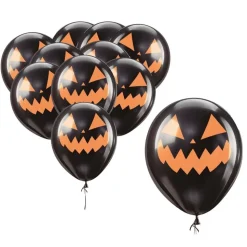 10 BALLONS LATEX CITROUILLE EFFRAYANTE 30CM NOIR