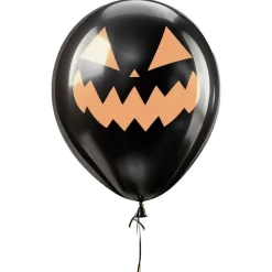 10 BALLONS LATEX CITROUILLE EFFRAYANTE 30CM NOIR