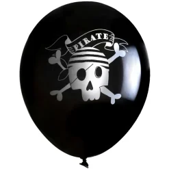 6 BALLONS LATEX COCO LE PIRATE 30CM NOIR