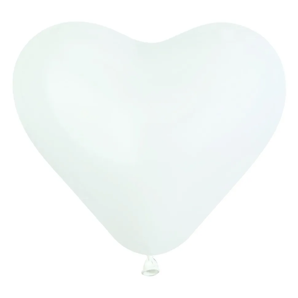 50 BALLONS LATEX COEUR BLANC BIO 25CM