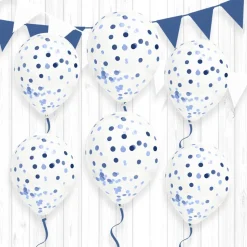 6 BALLONS LATEX À CONFETTIS 30CM BLEU