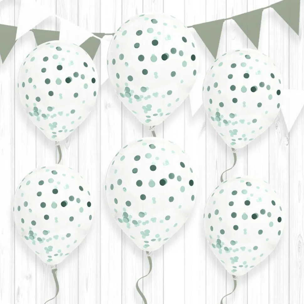 6 BALLONS LATEX À CONFETTIS 30CM OCÉAN
