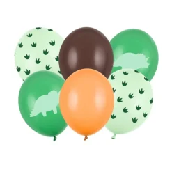 6 BALLONS LATEX DINOSAURE 30CM MULTICOLORE