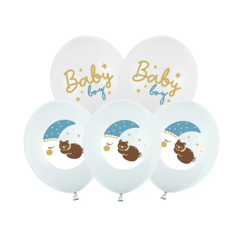 6 BALLONS LATEX DOUBLE FACE BÉBÉ GARÇON 30CM BLEU