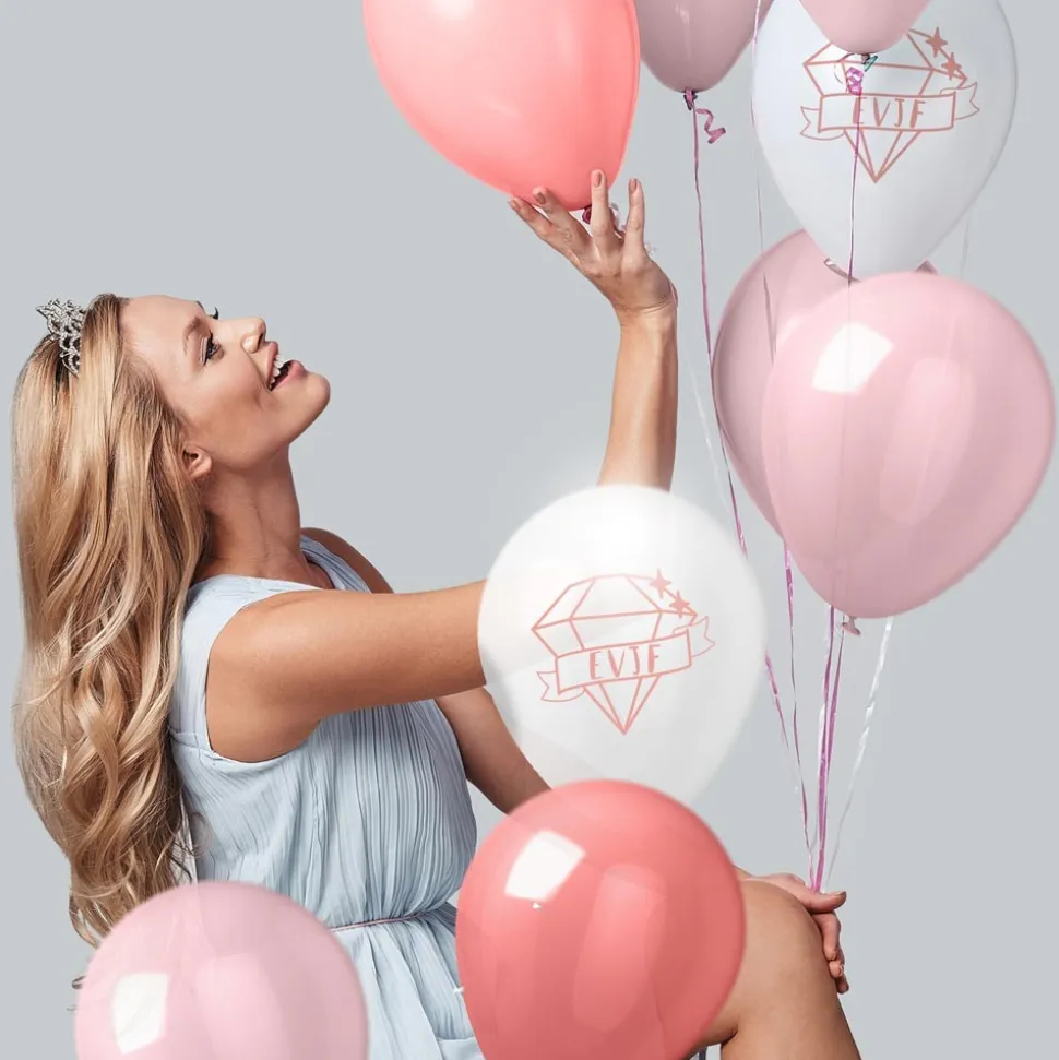 6 BALLONS LATEX EVJF 30CM ROSE BLANC