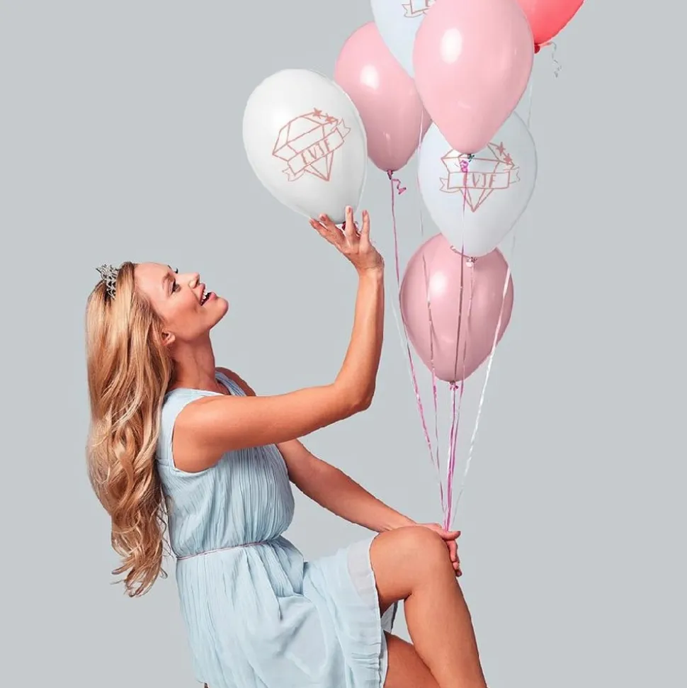 6 BALLONS LATEX EVJF 30CM ROSE BLANC
