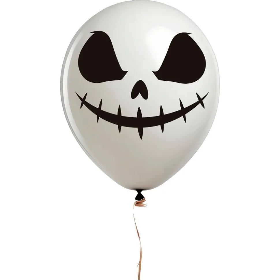 10 BALLONS LATEX FANTÔME BOUCHE COUSUE 30CM BLANC