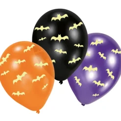 6 BALLONS LATEX FLUORESCENTS CHAUVE-SOURIS 27CM