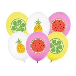 6 BALLONS LATEX FRUIT ÉTÉ 30CM MULTICOLORE