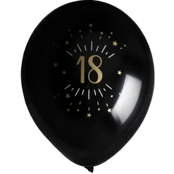 8 BALLONS LATEX ÂGE 18 ANS Ø23CM NOIR