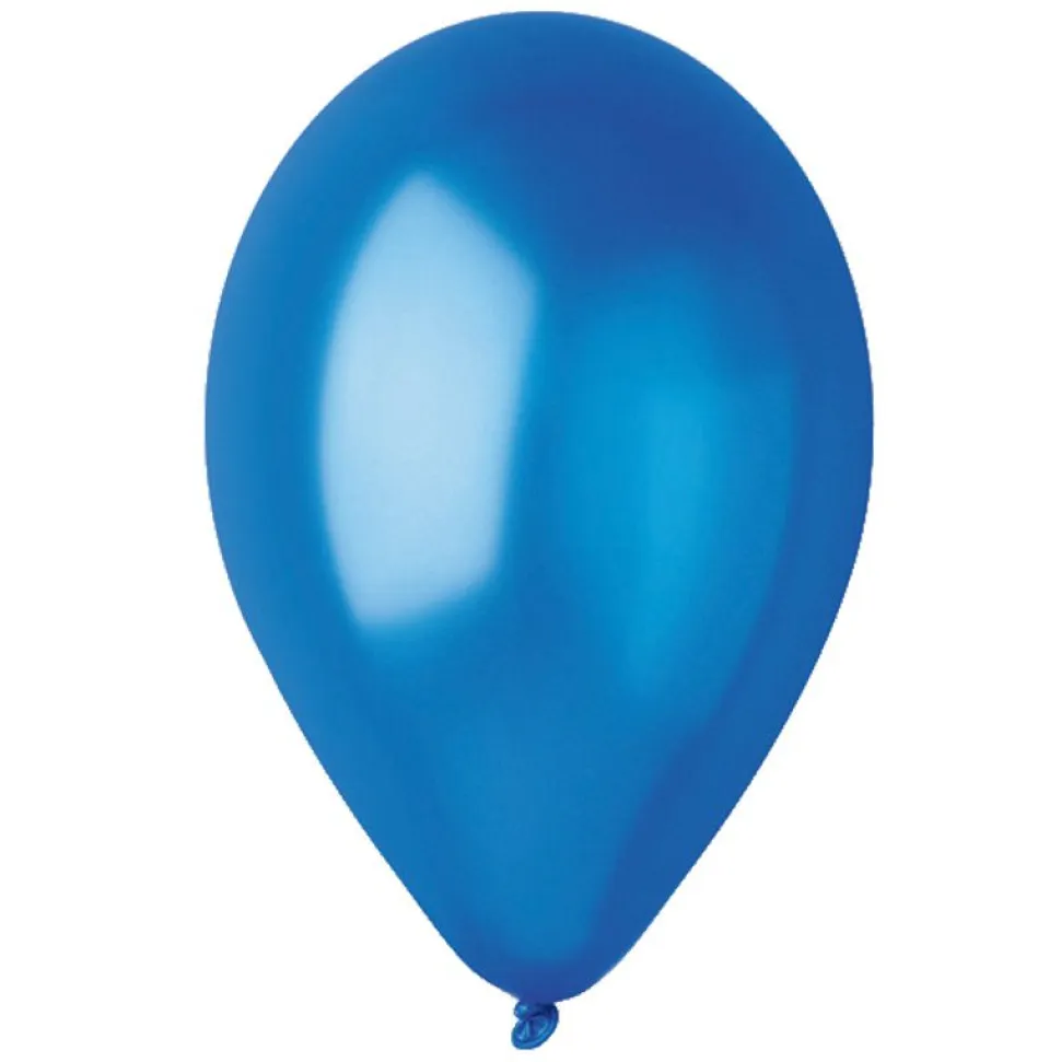 50 BALLONS LATEX MÉTALLISÉS BLEU ROI BIO 30CM