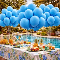 50 BALLONS LATEX NATUREL 30CM BLEU MOYEN
