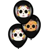6 BALLONS LATEX NOIRS JOUR DES MORTS 27 CM