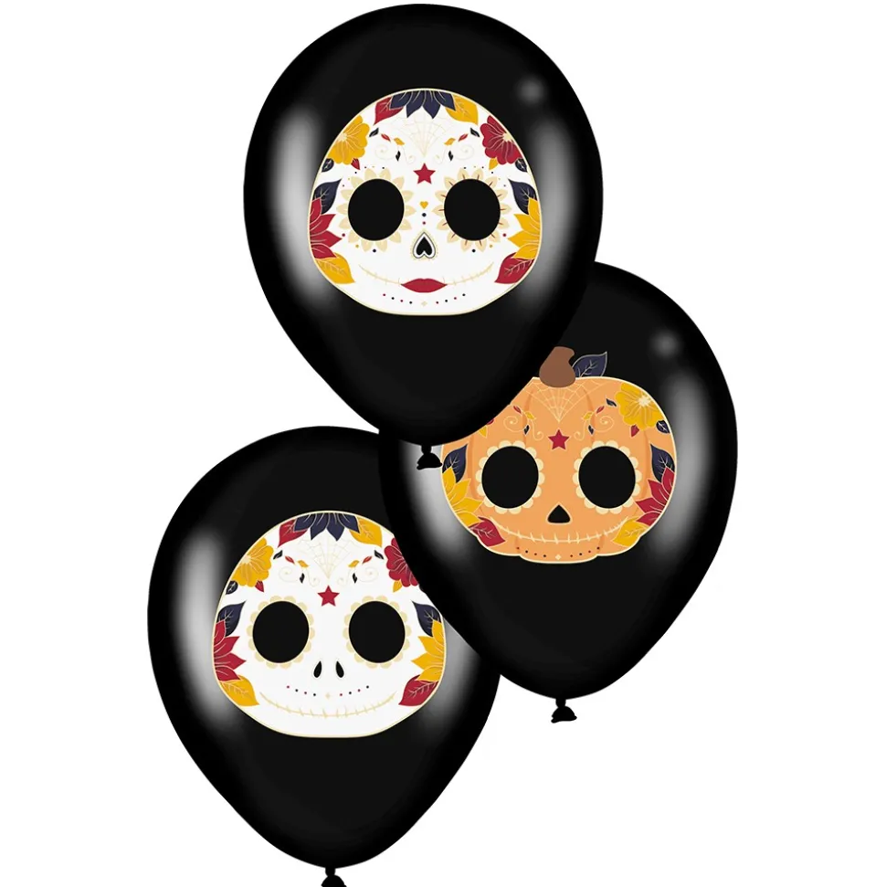 6 BALLONS LATEX NOIRS JOUR DES MORTS 27 CM
