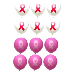 12 BALLONS LATEX OCTOBRE ROSE RUBAN 30CM