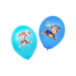 6 BALLONS LATEX PAW PATROL CHASE MARCUS 27CM BLEU