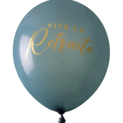 6 BALLONS LATEX RETRAITE DORÉE 30CM VERT CÉLADON
