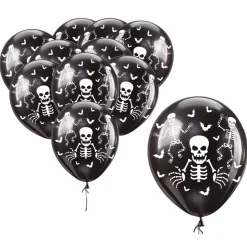 10 BALLONS LATEX SQUELETTE 30CM NOIR