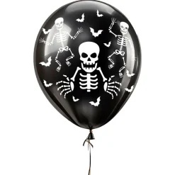 10 BALLONS LATEX SQUELETTE 30CM NOIR