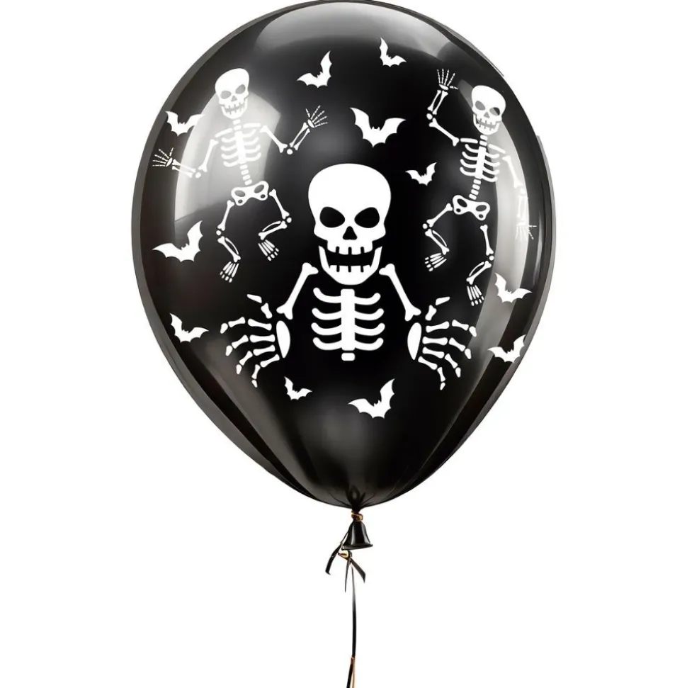 10 BALLONS LATEX SQUELETTE 30CM NOIR