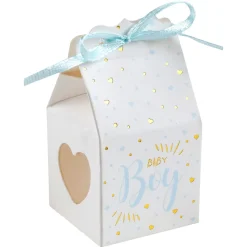 6 BALLOTINS BABY SHOWER BOY 4X4X4CM RUBAN BLEU