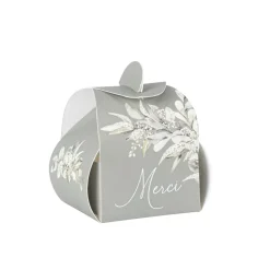 10 BALLOTINS CARTON BOTANIQUE 5X7CM VERT DE GRIS