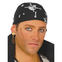 BANDANA POLYESTER PIRATE TÊTE DE MORT NOIR ADULTE