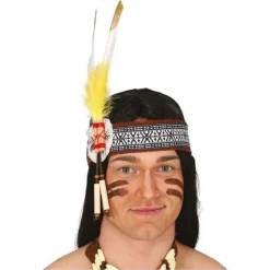 BANDEAU INDIEN PLUMES JAUNE ADULTE