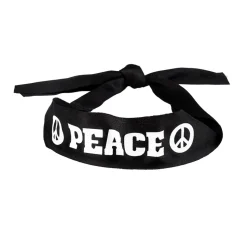 BANDEAU NOIR PEACE AND LOVE HIPPIE 92CM ADULTE