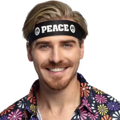 BANDEAU NOIR PEACE AND LOVE HIPPIE 92CM ADULTE