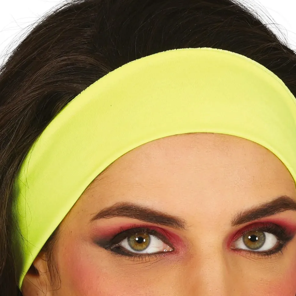 BANDEAU STRETCH SPORT ANNÉES 80 ADULTE FLUO JAUNE