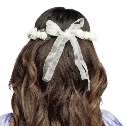 BANDEAU TÊTE IBIZA FLEURS TISSU BLANC