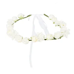 BANDEAU TÊTE IBIZA FLEURS TISSU BLANC