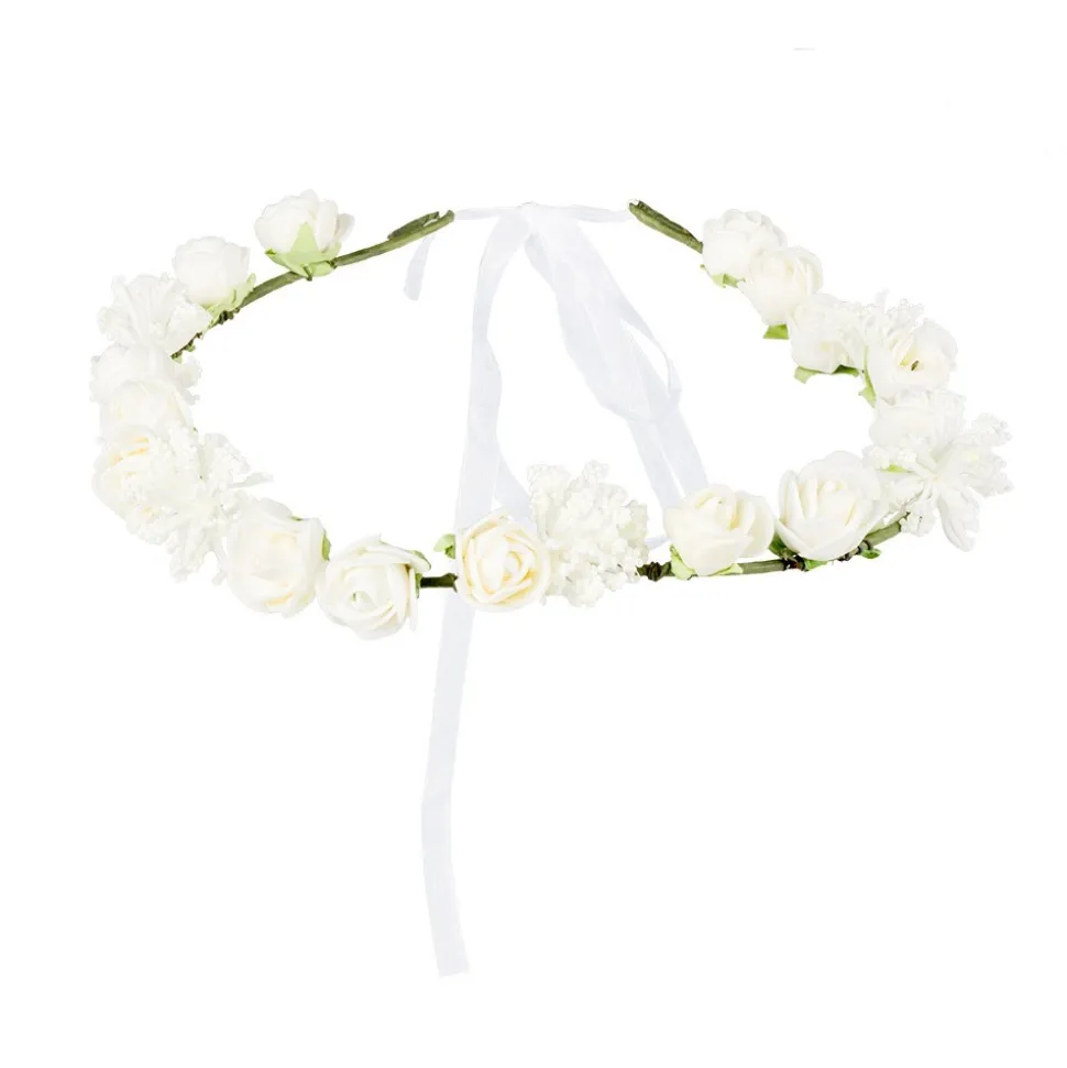 BANDEAU TÊTE IBIZA FLEURS TISSU BLANC