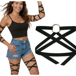 BANDE DÉCORATIVE NOIRE JAMBES BRAS ADULTE