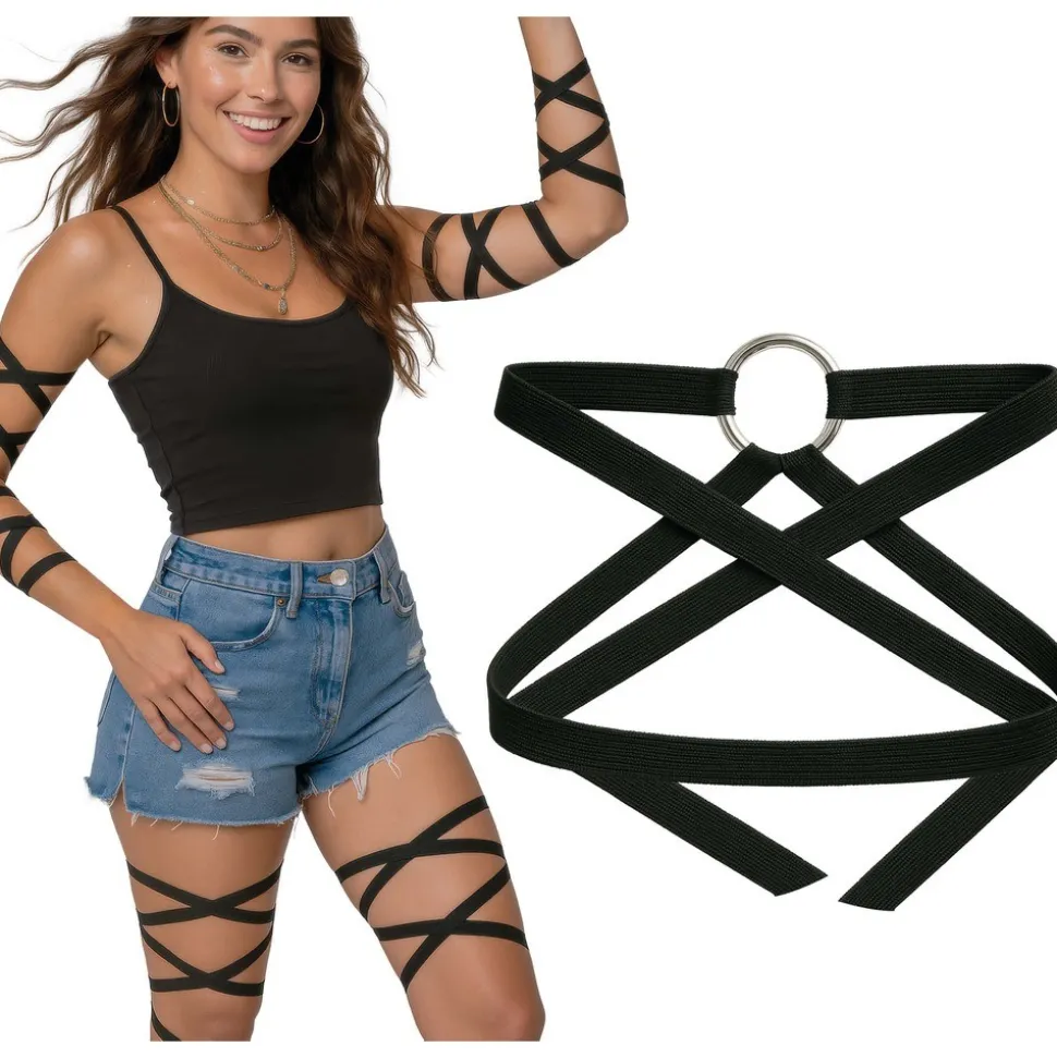 BANDE DÉCORATIVE NOIRE JAMBES BRAS ADULTE