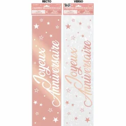 2 BANNIERES JOYEUX ANNIVERSAIRE ROSE GOLD