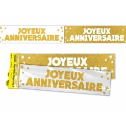 BANNIÈRE JOYEUX ANNIVERSAIRE 120CM OR