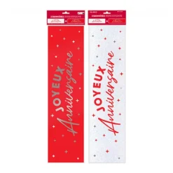 2 BANNIÈRES ANNIVERSAIRE 61X16CM ROUGE MÉTAL