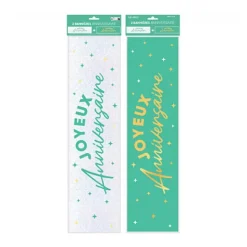 2 BANNIÈRES ANNIVERSAIRE 61X16CM VERT MÉTAL