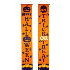 2 BANNIÈRES TISSU TRICK OR TREAT 180X30CM ORANGE