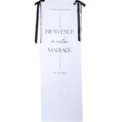 BANNIÈRE TISSU MARIAGE BLACK WHITE 68CMX2M BLANC