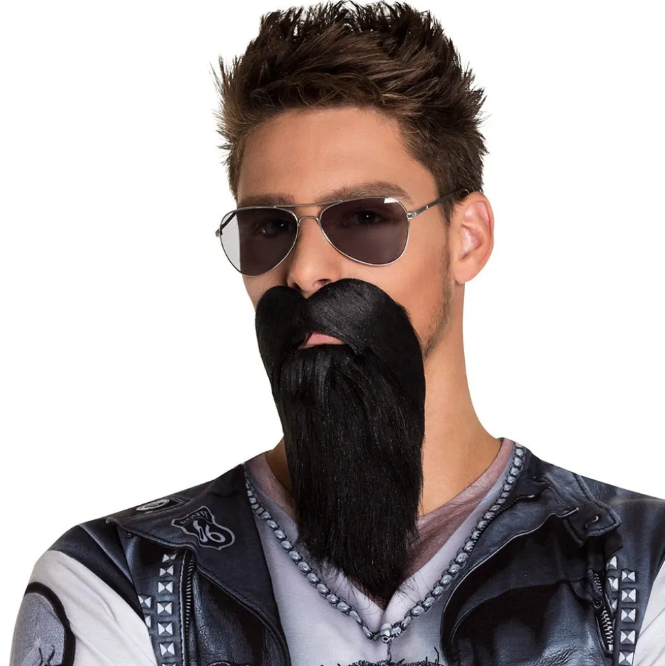 BARBE NOIRE DE BIKER ADULTE